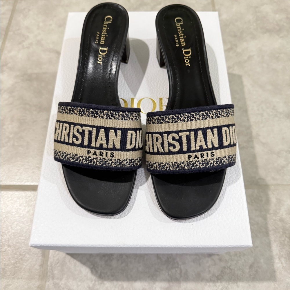 Dior dway heeled slide deep blue